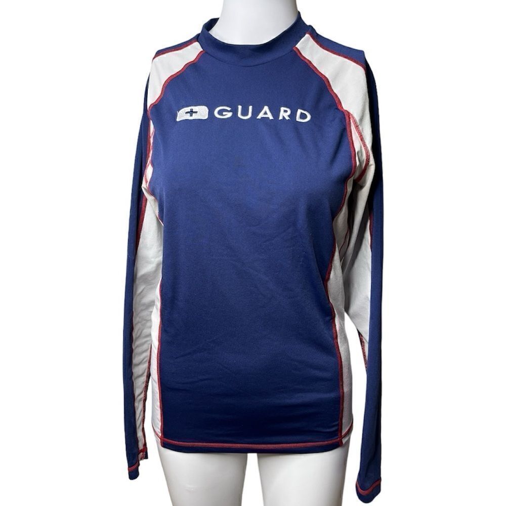 Speedo Guard Long Sleeve Rashguard Top Nautical Navy Size Small